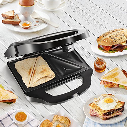 Aigostar Cieplo Steel 30CEX - Sandwichera Electrica con Capacidad para 2 Sándwiches Tostados de 700W. Acero inoxidable. Antiadherente 2 Sandwiches y 2 Indicadores Luminosos. Calidad y garantía propia. Libre BPA.