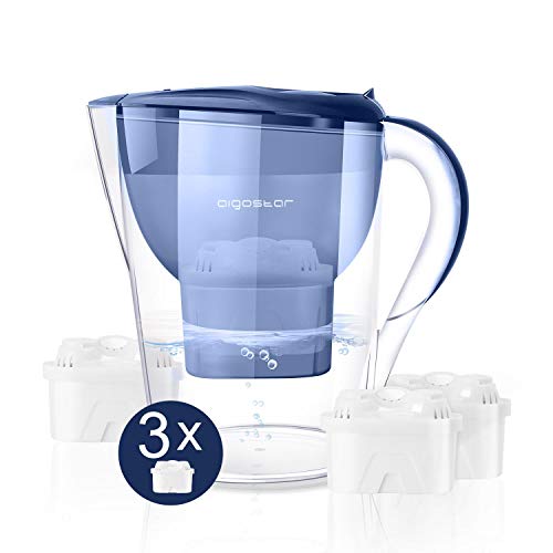 Aigostar Pure 30LDV - Jarra de agua filtrada con 3 filtros, 3,5L, pantalla LCD, Filtro de agua que reduce la cal y el cloro, Agua filtrada para un sabor excelente. Libre de BPA.