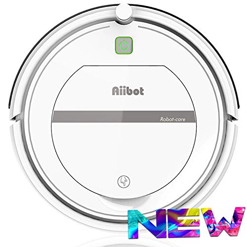 Aiibot Aspirador Robot con Sistema de Limpieza de 3- Etapas, Sensor Inteligente de Detención de Caídas, Filtro HEPA, para Apartamentos/Casa Pequeña/Piso Duro/Alfombra de Pila Baja (T288-white)