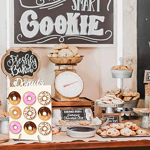 AILANDA Donut Wall Soporte para donuts de madera mesas de dulces,9 donuts para casa, bodas, entregas, fiestas de cumpleaños, fiesta de bebés