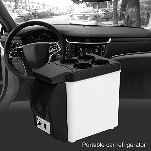 AILZNN 6L Mini Portátil Refrigerador del Coche, 12v Congelador De Coche Nevera Calentador con Base Almacenamiento Cuatro Botellas, Enfriador De Bebidas Eléctrico para Viajes De Oficina De Campamento