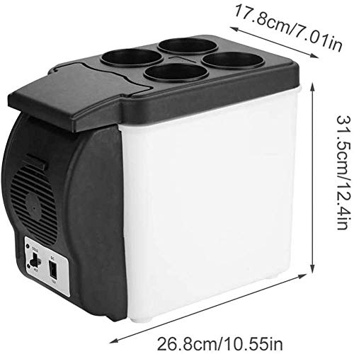 AILZNN 6L Mini Portátil Refrigerador del Coche, 12v Congelador De Coche Nevera Calentador con Base Almacenamiento Cuatro Botellas, Enfriador De Bebidas Eléctrico para Viajes De Oficina De Campamento