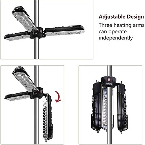 AIMCAE Calentador de Patio eléctrico, Calentador de Espacio infrarrojo Plegable para Exteriores de 1500 vatios para Paneles de calefacción de sombrilla