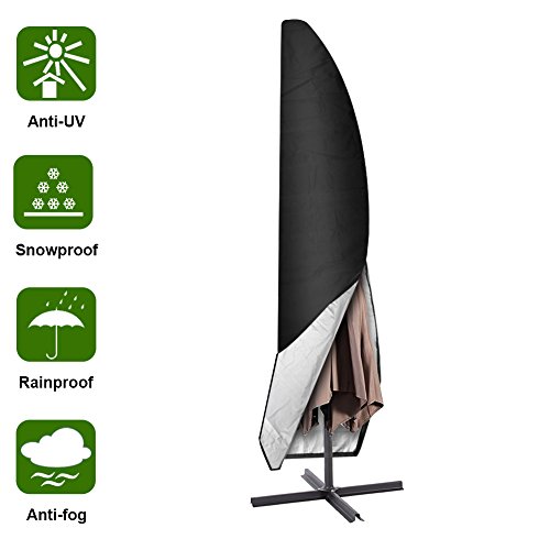 Aimego Funda para Parasol, 265cm Funda para Sombrilla Jardín/Funda Protectora para Sombrilla Oxford, Impermeable, Negro