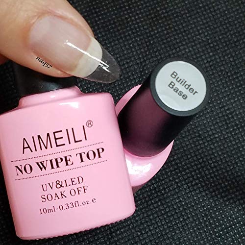 AIMEILI Gel Uñas Constructor Base Coat y Builder Gel 2 en 1 Nail Extensión Esmaltes Semipermanentes de Uñas Gel Construcción Consejos Para Uñas Rápida Molde Finger UV LED Building Base 10ML