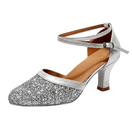 AIni Zapatos TacóN Alto Zapatos De Novia De TacóN Bajo Las Sandalias Zapatos De Baile Vals Zapatos De Baile Latino Zapatos De Fiesta De Las Mujeres Zapatos Puntiagudos Con Lentejuelas De Hebilla,35-41