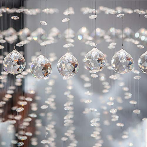 Aipaide Transparente Bola de Cristal 20pcs Bola de Cristal Feng Shui Colgante Bola de Cristal Prisma para Decoración de Lámpara de Casa, Boda, Navidad 20mm