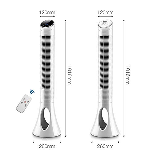 Aire acondicionado movil, Ventilador eléctrico Torre del ventilador Ventilador del piso del hogar Control remoto Sincronización del sonido Ventilador sin hojas vertical estático, 101.6 * 26cm blanco