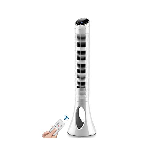 Aire acondicionado movil, Ventilador eléctrico Torre del ventilador Ventilador del piso del hogar Control remoto Sincronización del sonido Ventilador sin hojas vertical estático, 101.6 * 26cm blanco