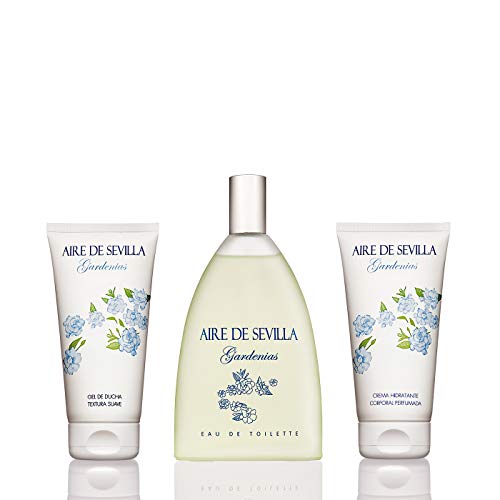 Aire de Sevilla Gardenias Set Perfume para Mujer - EDT, Crema Perfumada y Gel Exfoliante