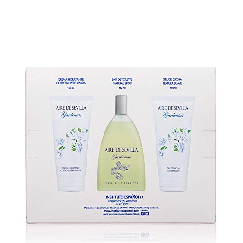 Aire de Sevilla Gardenias Set Perfume para Mujer - EDT, Crema Perfumada y Gel Exfoliante