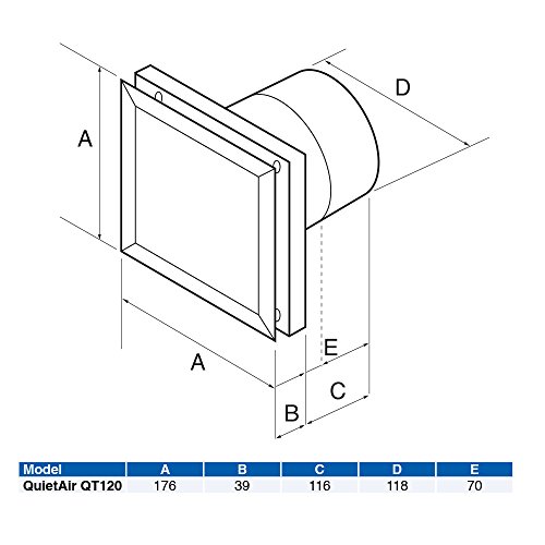 Airflow QT120B 9041497 - Ventilador Extractor (versión básica silenciosa, 2 velocidades, 120 mm)