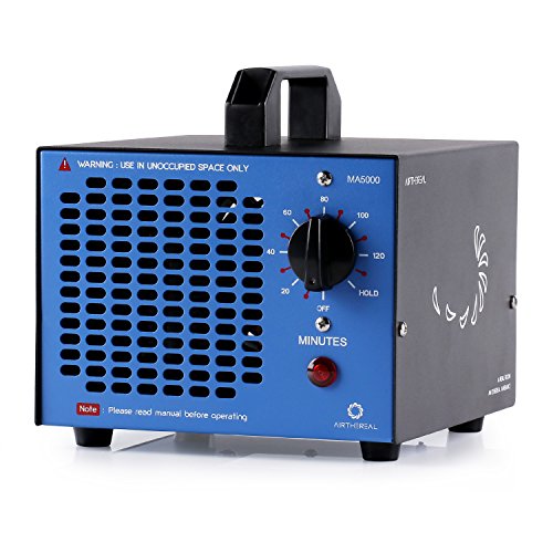 Airthereal MA5000 5.000mg / HR Generador de ozono Comercial Olor Asesino con Temporizador para Habitaciones, Humo, automóviles y Mascotas, Metal, Azul, 28 x 23 x 24 cm