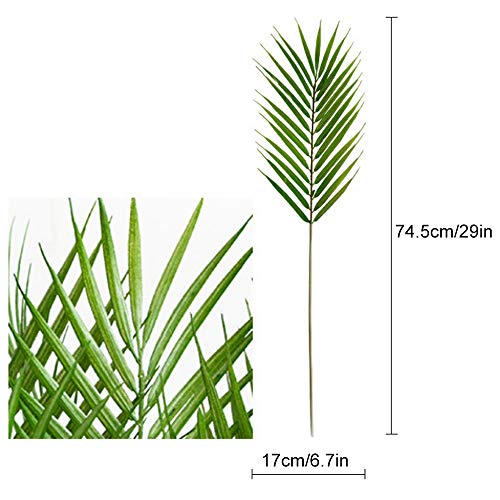 Aisamco - 6 hojas artificiales de palma, hojas de palma, hojas de palmera tropicales, hojas de palma, hojas de monstera sintética, 73,66 cm de alto, para decoración de hogar, boda, palma