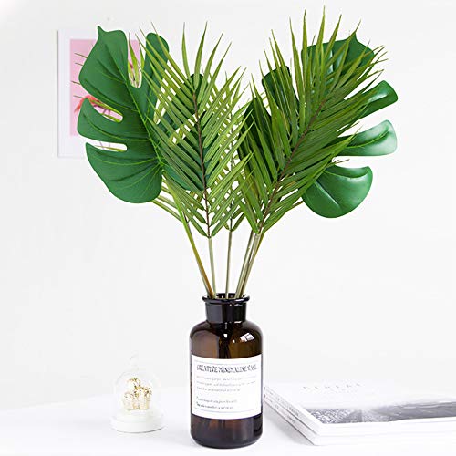 Aisamco - 6 hojas artificiales de palma, hojas de palma, hojas de palmera tropicales, hojas de palma, hojas de monstera sintética, 73,66 cm de alto, para decoración de hogar, boda, palma