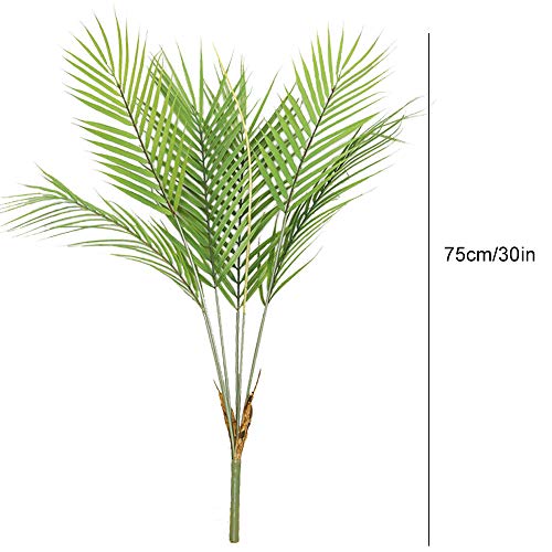 Aisamco Planta Artificial de Hoja de Palmera Tropical en Verde, 1 Planta de plástico de Palmera de Areca, 6 Hojas, 35 Pulgadas de Alto para arreglos Florales de Acento Tropical de vegetación