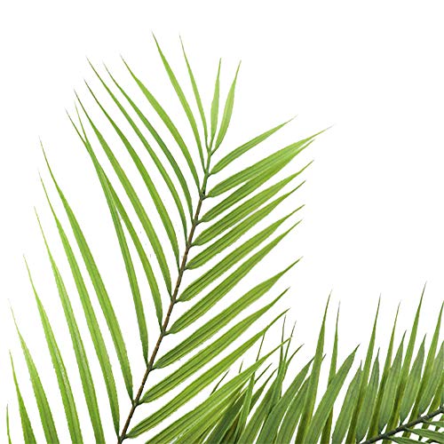 Aisamco Planta Artificial de Hoja de Palmera Tropical en Verde, 1 Planta de plástico de Palmera de Areca, 6 Hojas, 35 Pulgadas de Alto para arreglos Florales de Acento Tropical de vegetación