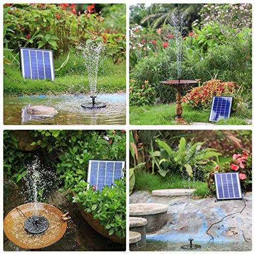 AISITIN Solar Fuente Bomba 6.5W Fuente de Jardín Solar Batería Incorporada Caudal 500L/H con 6 Boquillas y Tabla Flotante para Pequeño Estanque Baño de Aves Fish Tank y Decoración del Jardín