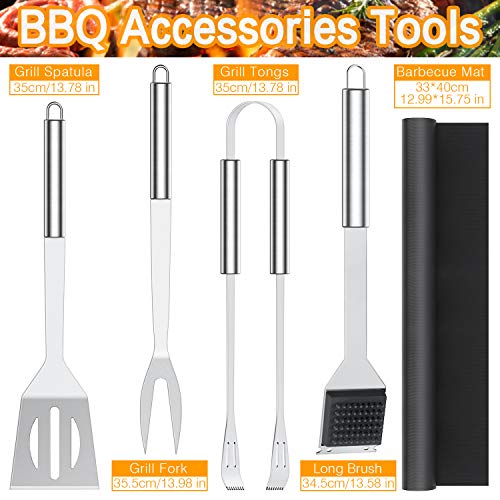 AISITIN Utensilios Barbacoa Accesorios Barbacoa 25 Piezas Kit Barbacoa Set Acero Inoxidable para Hombres Mujeres Camping Barbacoa