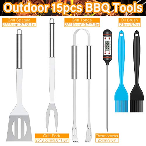 AISITIN Utensilios para Barbacoa Accesorios Barbacoa Acero Inoxidable Kit Barbacoa con 6.6L Bolsa Termica para Hombres Mujeres Camping Barbacoa