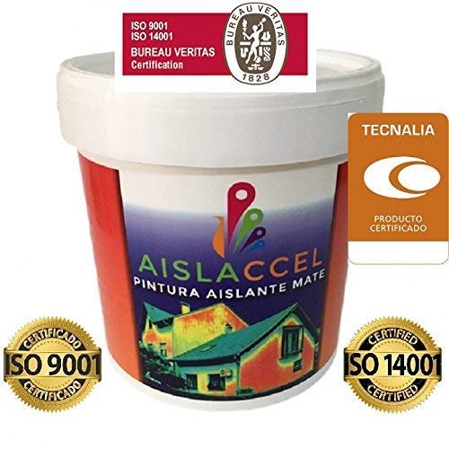 AISLACCEL, PINTURA FACHADAS, pintura pared, pintura pared interior, mejor pintura aislante, pintura blanca, pintura exterior, pintura antihumedad, pintura térmica, AISLACCEL 4 y 14 lt (14 Lt)