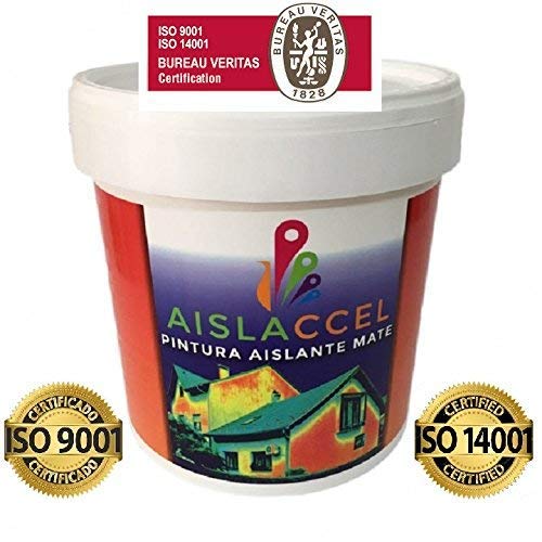 AISLACCEL, PINTURA FACHADAS, pintura pared, pintura pared interior, mejor pintura aislante, pintura blanca, pintura exterior, pintura antihumedad, pintura térmica, AISLACCEL 4 y 14 lt (14 Lt)