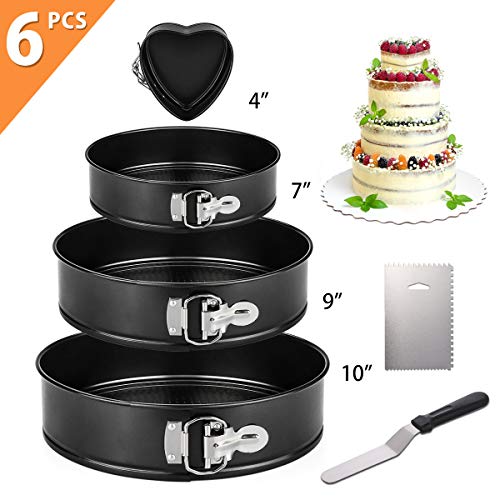 Aitsite 6 pcs Moldes Para Pasteles,Molde Bizcocho Molde de Horno Desmontable Forma Corazon Redondo Spring Forma Set diámetro 10/18/23/ 26cm