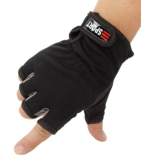 Aivtalk - Guantes sin dedos profesional de pesca senderismo ciclismo montaña protector de mano para hombres - negro