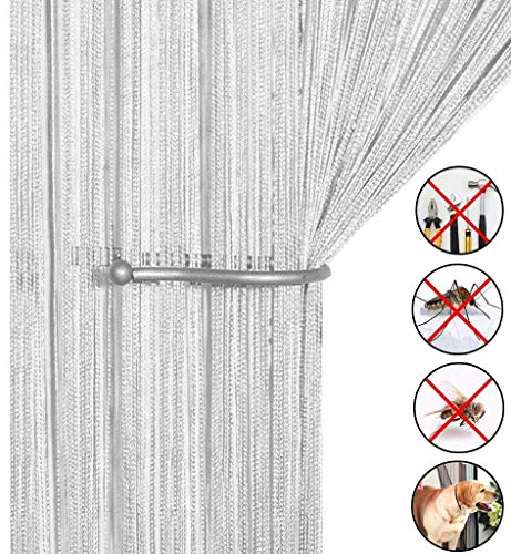 AIZESI Cortina Retro Lisa con Flecos para Puerta Protectora contra Insectos, Moscas, para Divisor Puertas o Ventanas, Cortina Panel 90 x 200 cm, mosquitero