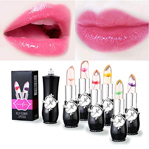 AJUMKER Bálsamo labial natural Lápiz labial de gelatina que cambia de color Tentación hidratante natural Bálsamo labial de flores secas Antiarrugas Bálsamo labial de invierno femenino Púrpura