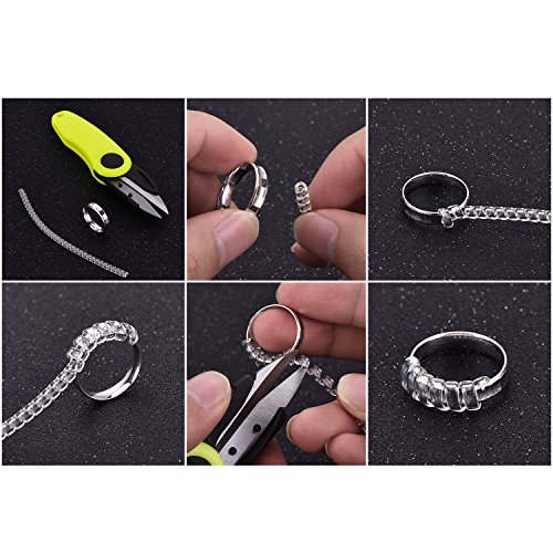 Ajustador de Talla de Anillo Protector de Joyería 16 Piezas para Todos los Anillos con Tijeras y Paño de Pulido, 4 Tamaños