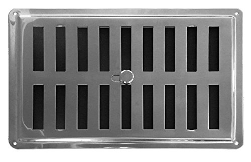 Ajuste aire Vent Inox 22.5 x 15 cm (225 x 150 mm), rejilla de ventilación Rejilla Salida De Aire Rejilla de acero inoxidable no magnético), Regular, Convección/entrada, regulado Louvre