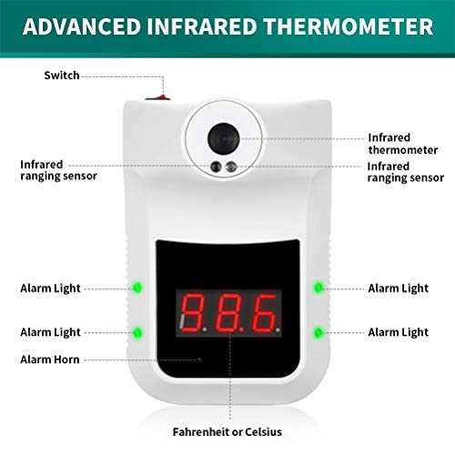 Akemaio Escáner de Temperatura Corporal con termómetro infrarrojo montado en la Pared, termómetro Colgante sin Contacto para oficinas, Tiendas, escuelas