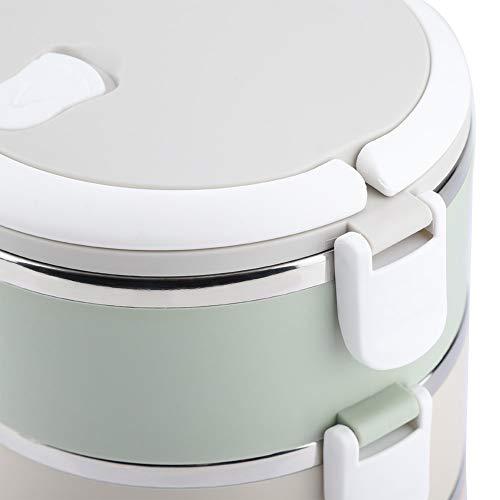 Akozon Lonchera térmica Contenedor portátil de acero inoxidable Bento Box Contenedor de alimentos(4 capas)