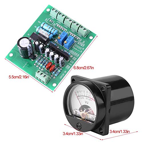 Akozon Medidor VU, Medidor de Panel VU 500μA 652 Ohm, Grabación de luz de Fondo cálida + Amplificador de Nivel de Audio con Placa de Controlador, 2 Piezas