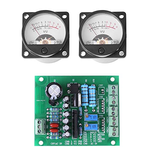 Akozon Medidor VU, Medidor de Panel VU 500μA 652 Ohm, Grabación de luz de Fondo cálida + Amplificador de Nivel de Audio con Placa de Controlador, 2 Piezas