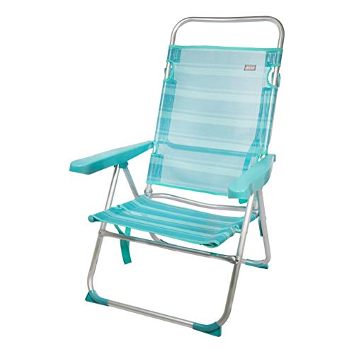 Aktive 53964 Silla multiposición aluminio Beach, 50 x 64 x 100 cm, Mediterráneo