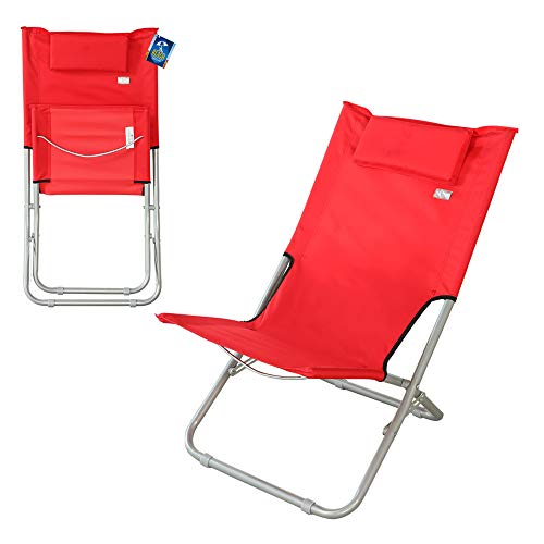 AKTIVE 62131 Silla de Playa Plegable con Almohada 76x50x71 cm Beach, Aleatorio