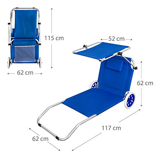 Aktive 62610 - Tumbona carrito de playa plegable 2 en 1 Beach