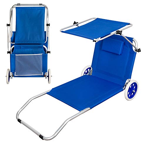 Aktive 62610 - Tumbona carrito de playa plegable 2 en 1 Beach