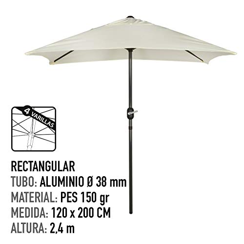 AKTIVE Garden 53879 Parasol balcón, 120 x 200 cm, crema mástil aluminio