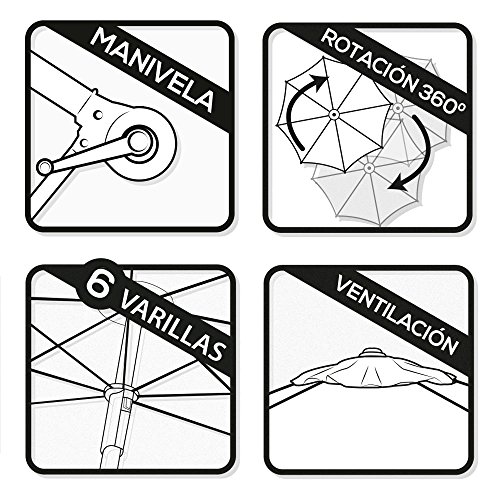 AKTIVE Garden 53886 Parasol excéntrico Banana, diámetro 270 cm, verde mástil aluminio