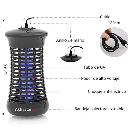 Aktivstar Lámpara AntiMosquitos, Mata Mosquitos Electrico Mosquitos Killer, UV Luz Lampara para Mosquitos, Moscas, Insectos