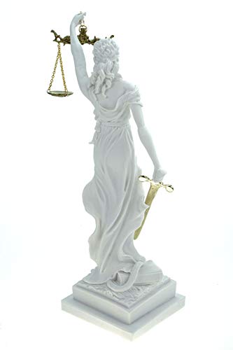 Alabaster Justitia Göttin - Escultura (32 cm), color blanco y dorado