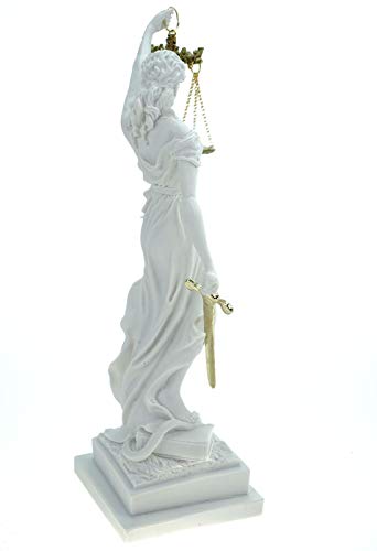 Alabaster Justitia Göttin - Escultura (32 cm), color blanco y dorado