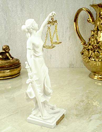 Alabaster Justitia Göttin Figura 17 cm Escultura Themis BGB Justicia, color blanco