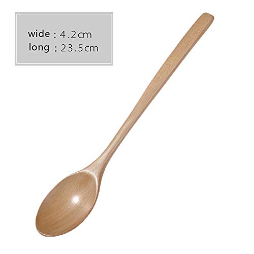 Alarmclocker8B Nuevo 1 Cuchara de Madera Cucharada Sopa Dulce café de Madera Cuchara de té Cocina vajilla para Mezclar 23x4cm-caqui