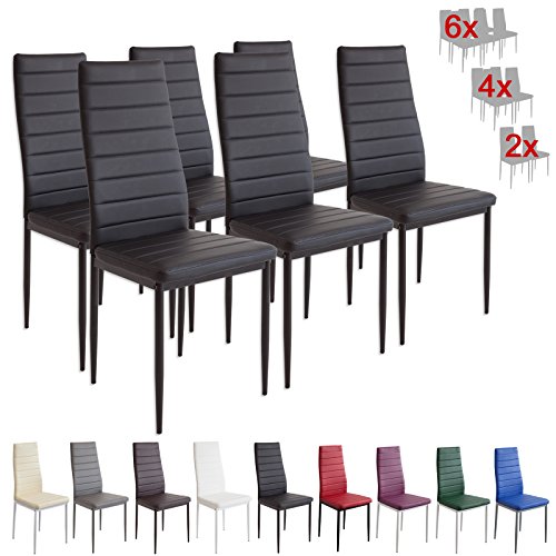 Albatros 2698 Milano Set de 6 sillas de Comedor, Negro