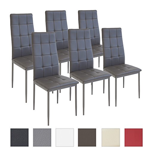 Albatros Silla Rimini, Set de 6 sillas, Gris, certificada por la SGS, Silla de Comedor