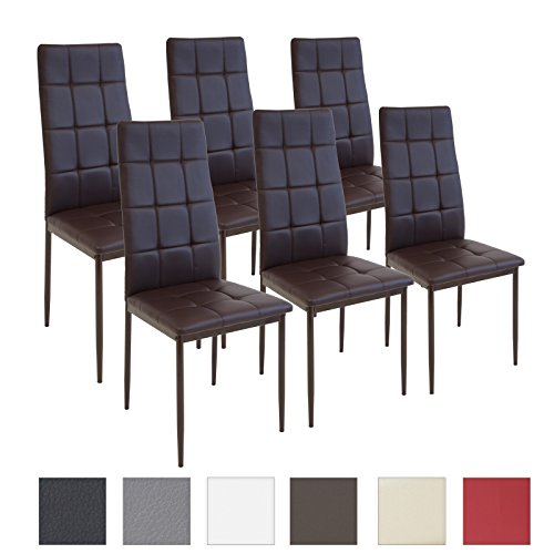 Albatros Silla Rimini, Set de 6 sillas, Marrón, certificada por la SGS, Silla de Comedor